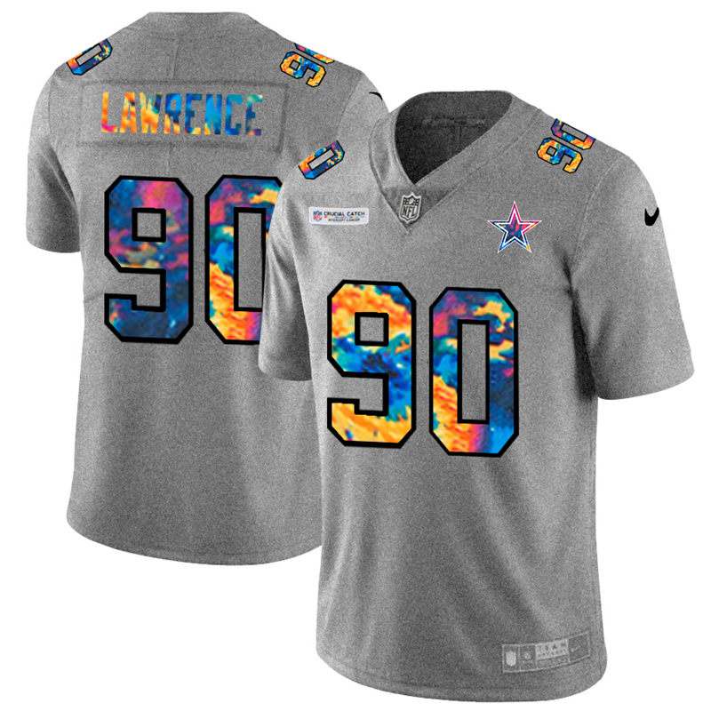 Dallas Cowboys #90 Demarcus Lawrence Men's Multi-Color 2020 Crucial Catch Jersey Greyheather