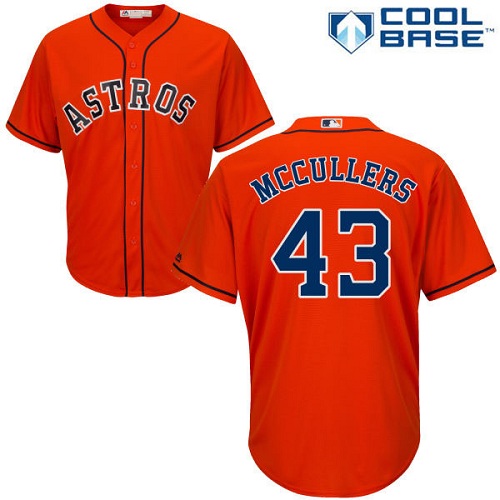 Houston Astros #43 Lance McCullers Orange Cool Base Stitched Youth Jersey Youth