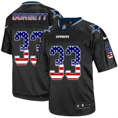 Cowboys #33 Tony Dorsett Black Men's Stitched Elite USA Flag Fashion Jersey