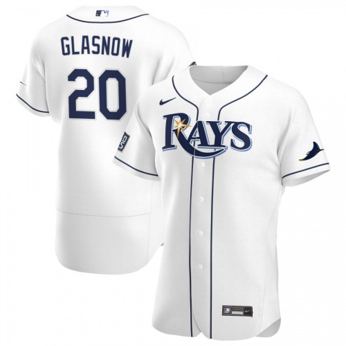 Tampa Bay Tampa Bay Rays #20 Tyler Glasnow Men's White Home 2020 World Series Bound Authentic Player Jersey Men's