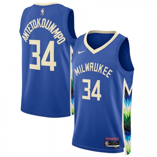 Milwaukee Milwaukee Bucks #34 Giannis Antetokounmpo Unisex Royal 2022-23 Swingman Jersey - City Edition Mens