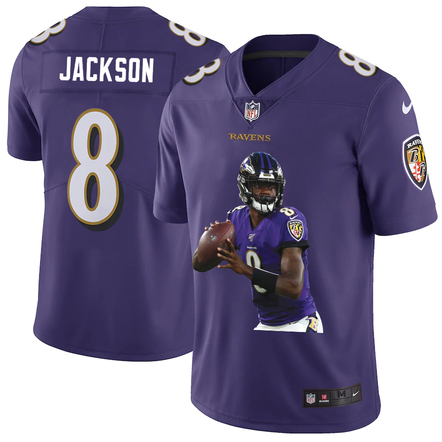 Baltimore Ravens #8 Lamar Jackson Men's Player Signature Moves Vapor Limited Jersey Purple