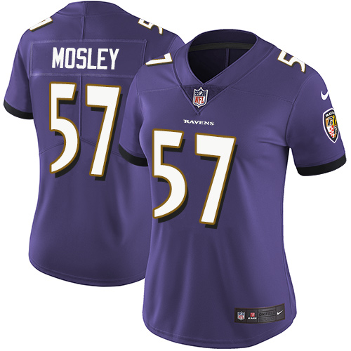 Baltimore Ravens #57 C.J. Mosley Purple Team Color Women's Stitched Vapor Untouchable Limited Jersey Womens