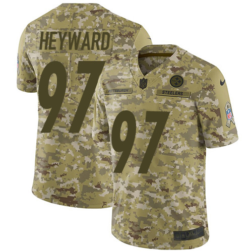 Pittsburgh Steelers #97 Cameron Heyward Camo Youth Stitched Limited 2018 Salute to Service Jersey Youth