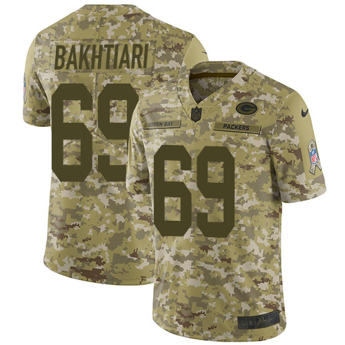 Green Bay Packers #69 David Bakhtiari Camo Men's Stitched Limited 2018 Salute To Service Jersey Men's