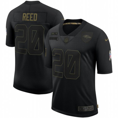 Baltimore Baltimore Ravens #20 Ed Reed 2020 Salute To Service Retired Limited Jersey Black Men's