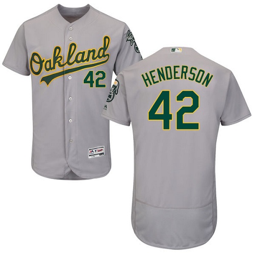 Oakland Athletics #42 Dave Henderson Grey Flexbase Authentic Collection Stitched Jersey Men's