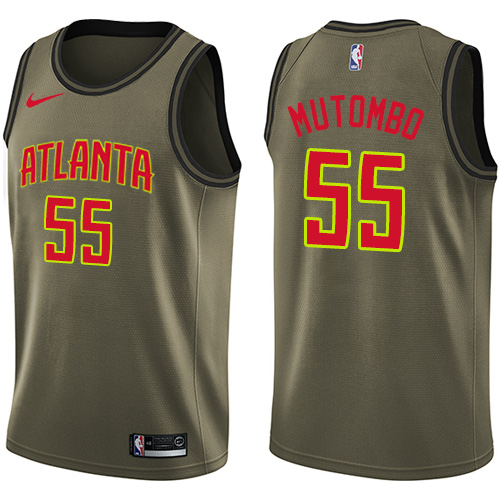Atlanta Hawks #55 Dikembe Mutombo Green Salute to Service Youth Swingman Jersey Youth