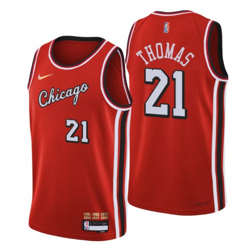 Chicago Chicago Bulls #21 Matt Thomas Mens Red 2021/22 Swingman Jersey - City Edition Mens