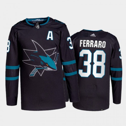 Adidas San Jose Sharks #38 Mario Ferraro Men's 2021-22 Alternate Authentic Jersey - Black Men's