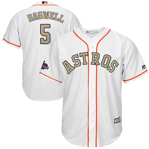Houston Astros #5 Jeff Bagwell White 2018 Gold Program Cool Base Stitched Jersey Men's