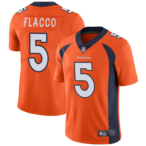 Denver Broncos #5 Joe Flacco Orange Team Color Men's Stitched Vapor Untouchable Limited Jersey Men's