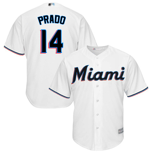 Miami Marlins #14 Martin Prado White Cool Base Stitched Youth Jersey Youth