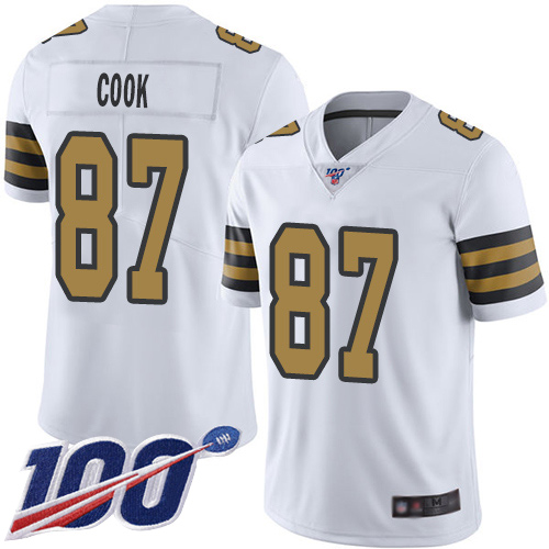 New Orleans Saints #87 Jared Cook White Men's Stitched Limited Rush 100th Season Jersey Men's