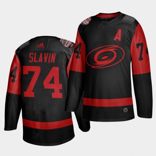 Carolina Carolina Hurricanes #74 Jaccob Slavin Black Men's 2021 Stadium Series Outdoor Game Jersey Men's