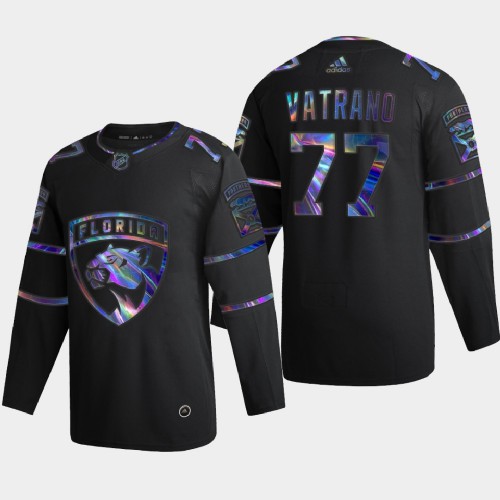 Florida Florida Panthers #77 Frank Vatrano Men's Iridescent Holographic Collection Jersey - Black Men's
