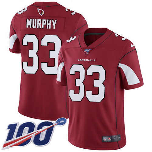 Arizona Cardinals #33 Byron Murphy Red Team Color Men's Stitched 100th Season Vapor Limited Jersey Men's