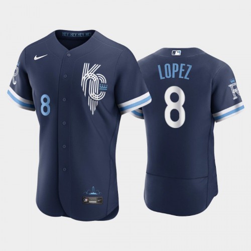 Kansas City Kansas City Royals #8 Nicky Lopez Men's Authentic 2022 City Connect Navy Jersey Men's