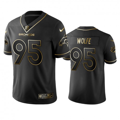 Denver Broncos #95 Derek Wolfe Men's Stitched Vapor Untouchable Limited Black Golden Jersey Men's