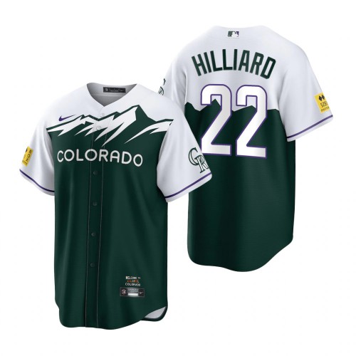 Colorado Colorado Rockies #22 Sam Hilliard Green Men's 2022 City Connect Game Jersey Men's
