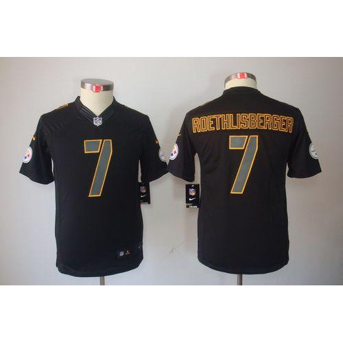 Pittsburgh Steelers #7 Ben Roethlisberger Black Impact Youth Stitched Limited Jersey Youth