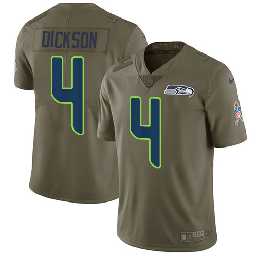 Seattle Seahawks #4 Michael Dickson Olive Men's Stitched Limited 2017 Salute To Service Jersey Men's
