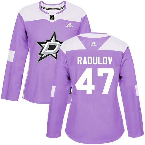 Adidas Dallas Stars #47 Alexander Radulov Purple Authentic Fights Cancer Women's Stitched Jersey Womens