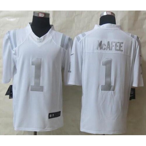 Indianapolis Colts #1 Pat McAfee White Men's Stitched Limited Platinum Jersey Men's