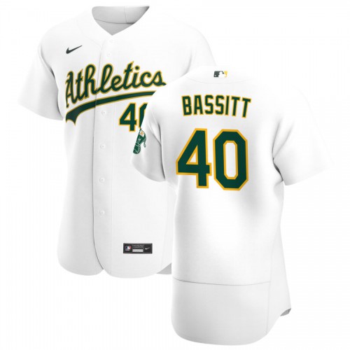 Oakland Oakland Athletics #40 Chris Bassitt Men's White Home 2020 Authentic Player Jersey Men's