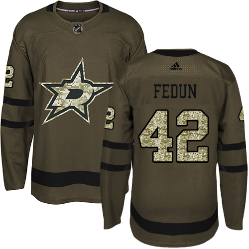 Adidas Dallas Stars #42 Taylor Fedun Green Salute to Service Stitched Jersey Men's
