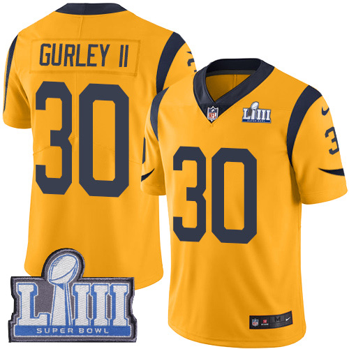 Los Angeles Rams #30 Todd Gurley II Gold Super Bowl LIII Bound Youth Stitched Limited Rush Jersey Youth