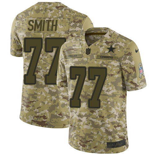 Dallas Cowboys #77 Tyron Smith Camo Youth Stitched Limited 2018 Salute to Service Jersey Youth
