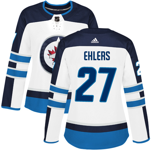 Adidas Winnipeg Jets #27 Nikolaj Ehlers White Road Authentic Women's Stitched Jersey Womens