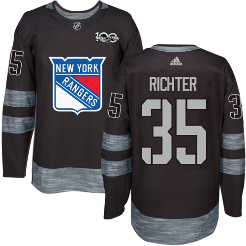 Adidas New York Rangers #35 Mike Richter Black 1917-2017 100th Anniversary Stitched Jersey Men's