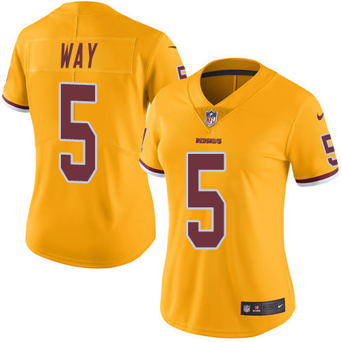 Washington Commanders #5 Tress Way Gold Women's Stitched Limited Rush Jersey Womens
