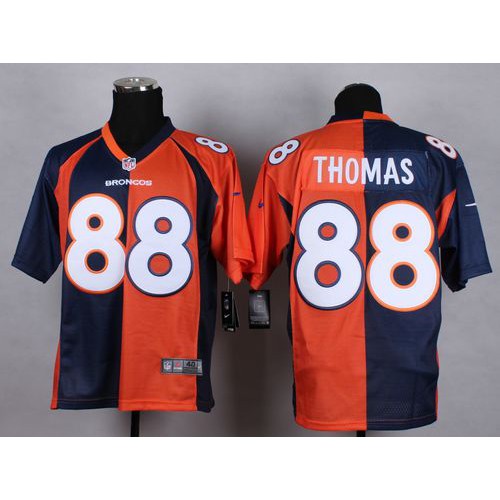 Denver Broncos #88 Demaryius Thomas Orange/Navy Blue Men's Stitched Elite Split Jersey Men's