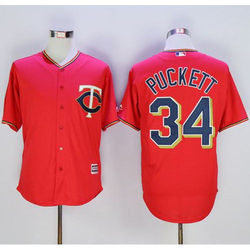 Minnesota Twins #34 Kirby Puckett Red New Cool Base Stitched Jersey Men's