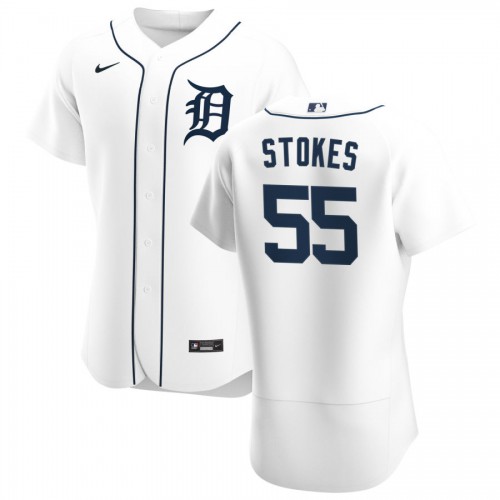 Detroit Detroit Tigers #55 Troy Stokes Jr. Men's White Home 2020 Authentic Player Jersey Men's