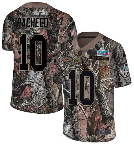 Chiefs #10 Isiah Pacheco Camo Super Bowl LVII Patch Men's Stitched Limited Rush Realtree Jersey
