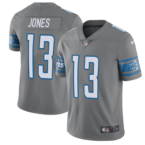Detroit Lions #13 T.J. Jones Gray Men's Stitched Limited Rush Jersey Men's