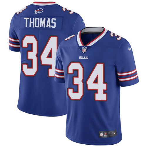 Buffalo Bills #34 Thurman Thomas Royal Blue Team Color Men's Stitched Vapor Untouchable Limited Jersey Men's
