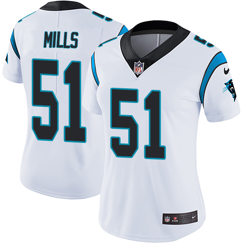 Carolina Panthers #51 Sam Mills White Women's Stitched Vapor Untouchable Limited Jersey Womens
