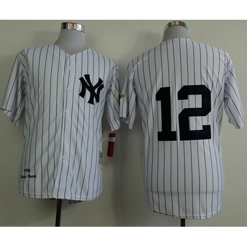 Mitchell And Ness 1996 New York Yankees #12 Wade Boggs White Throwback Stitched Jersey Men's