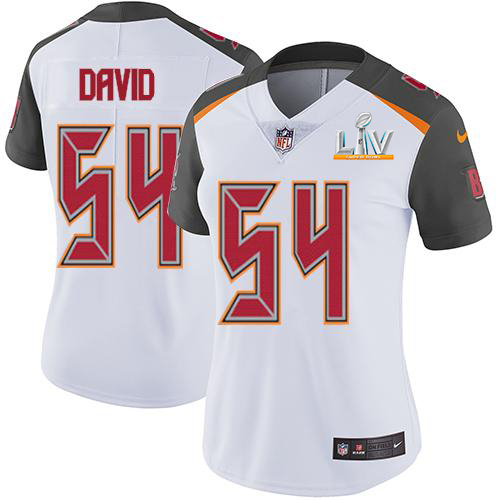 Buccaneers #54 Lavonte David White Women's Super Bowl LV Bound Stitched Vapor Untouchable Limited Jersey