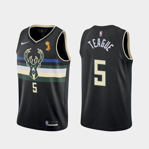 Milwaukee Bucks #5 Jeff Teague Womens 2021 Finals Champions Swingman Statement Edition Jersey Black Womens
