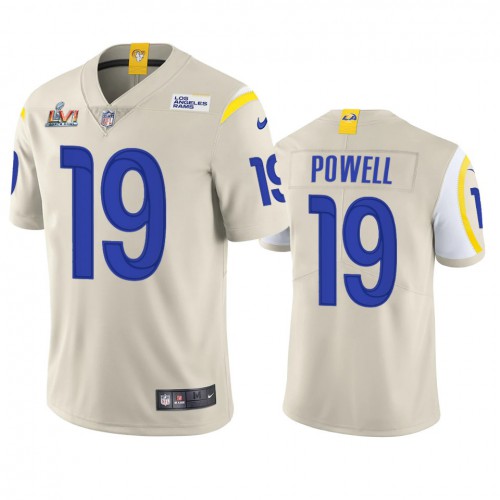 Los Angeles Los Angeles Rams #19 Brandon Powell Men's Super Bowl LVI Patch Vapor Limited Jersey - Bone Men's