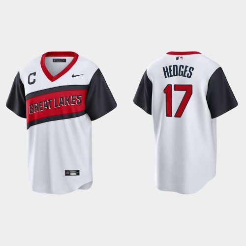 Cleveland Guardians #17 Austin Hedges Men's White 2021 Little League Classic Game Jersey Men's
