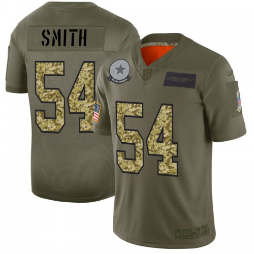 Dallas Dallas Cowboys #54 Jaylon Smith Men's 2019 Olive Camo Salute To Service Limited Jersey Men's