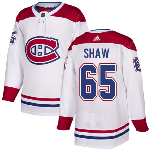Adidas Montreal Canadiens #65 Andrew Shaw White Road Authentic Stitched Jersey Men's