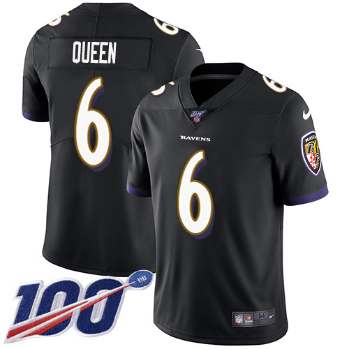 Ravens #6 Patrick Queen Black Alternate Men's Stitched 100th Season Vapor Untouchable Limited Jersey
